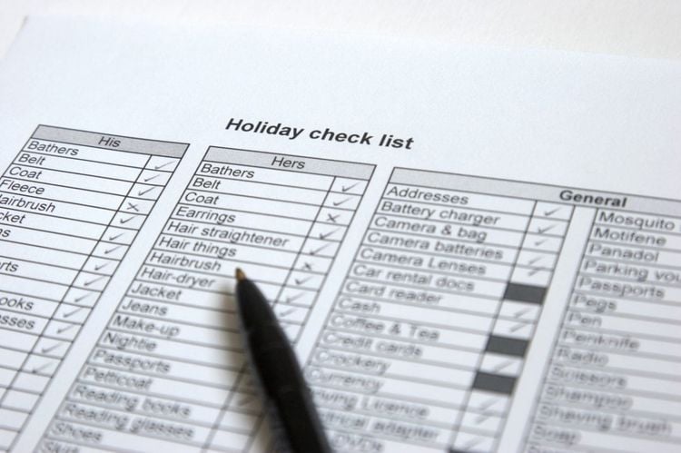 Holiday checklist