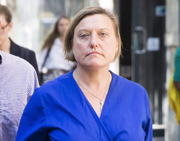 Angela Gibbins leaves Central London Employment Tribunal. See National story NNCOUNCIL; A charity bigwig sacked after describing Prince George as the face of "white privilege" was hung out to dry for her republican beliefs, a tribunal heard. Leftie Angela Gibbins was mocked by colleagues at the British Council, whose patron is the Queen, for being a "quiet Corbynista" and "the red under the bed", it was claimed. She refused to meet Prince Charles when he toured their office, turned down the opportunity to go to the Queen's garden party and stayed at work whilst colleagues went to Margaret Thatcher's funeral parade, the tribunal was told. The 53-year-old caused outrage after her Facebook comments on a picture of Prince George went viral last July. Ms Gibbins, who earned £80,000 a year in her highflying role as head of global estates at the taxpayer-funded British Council, was sacked the following month.