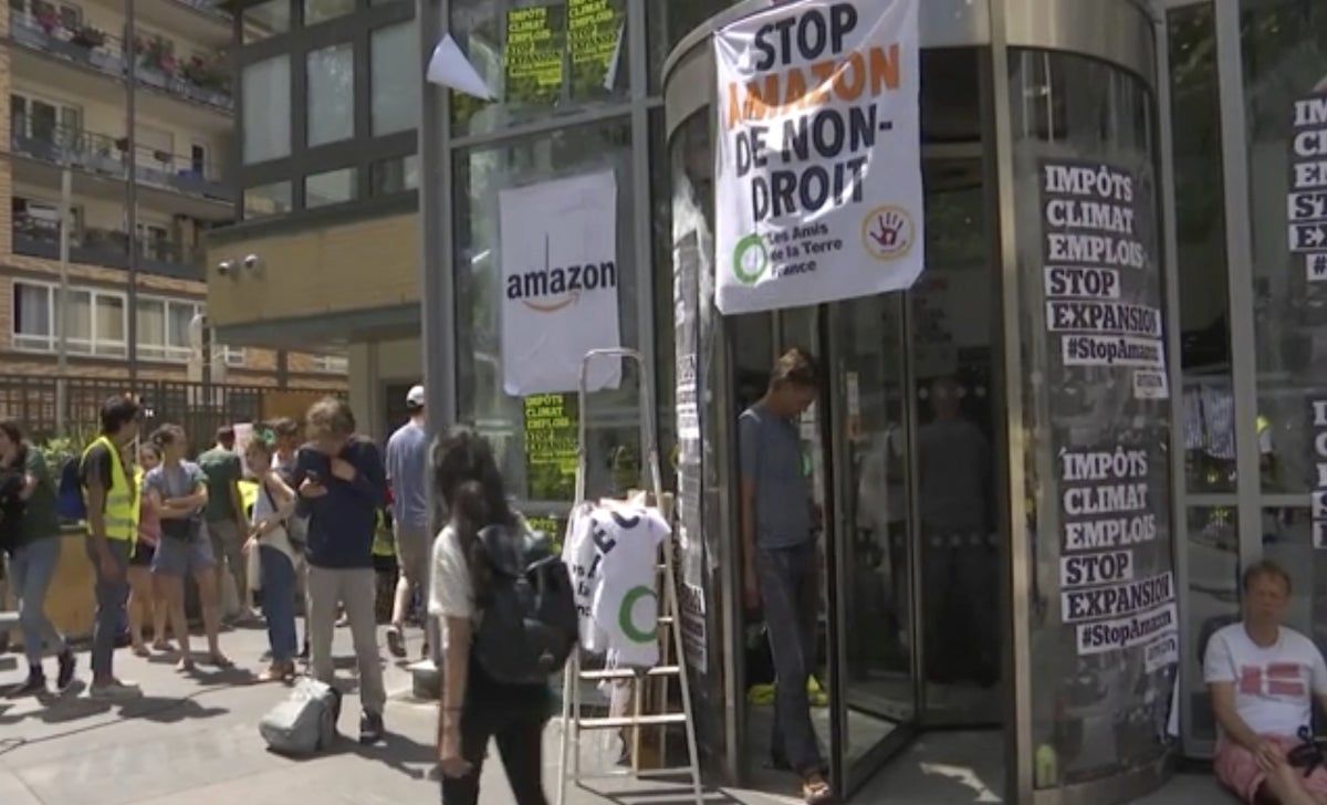 French protesters block Amazon sites over climate and jobs