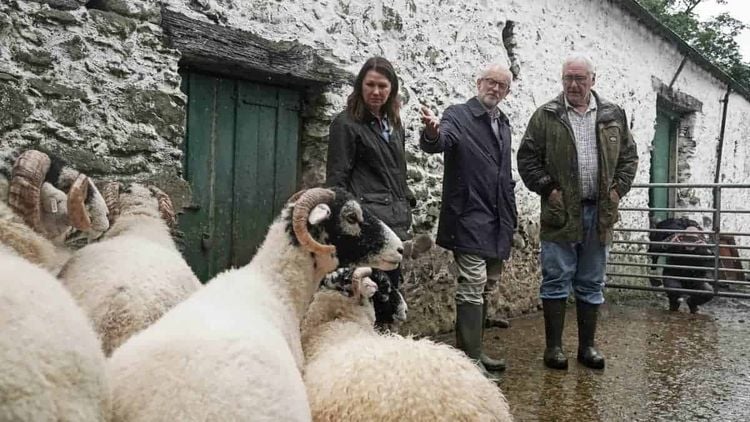 Corbyn on a farm in Keswick