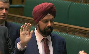 Labour's Tan Dhesi is affirmed in the House of Commons, London, as he became the first turban-wearing Sikh MP.