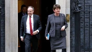 DUP Nigel Dodds and Arlene Foster leave Number 10