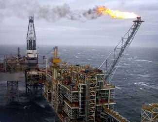 The Buzzard oil field in the North Sea, 50 miles from Aberdeen's coastline, which was visited by Britain's Prime Minister Tony Blair today.