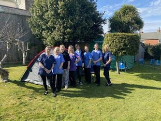 Trudi Chamberlain - Deputy Manager, Carolyn White - Carer, Sharon Simpson - Cook/Senior Night Carer, Holly Stringer - Head of Care, Jasmine Harris - Carer, Sue Farmer - Carer, Joel Checkley-Hill - Carer, Claire Leggett - Registered Manager. Credit: SWNS