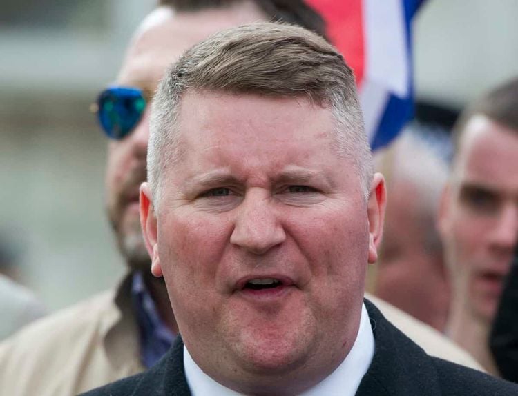 Leader of Britain First, Paul Golding, during a protest by Britain First and EDL (English Defence League) in London.