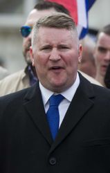 Leader of Britain First, Paul Golding, during a protest by Britain First and EDL (English Defence League) in London.