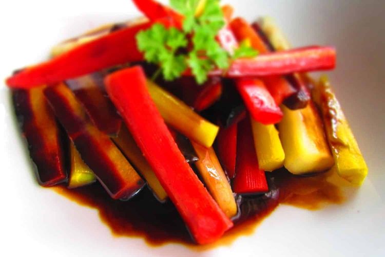 Rainbow Carrots with Balsamic Reduction