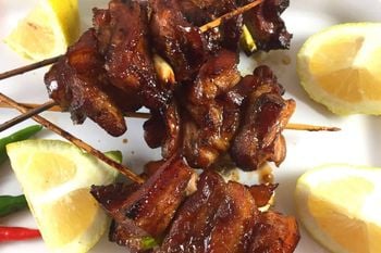 Marinated Lemongrass infused Grilled Pork Belly Skewers