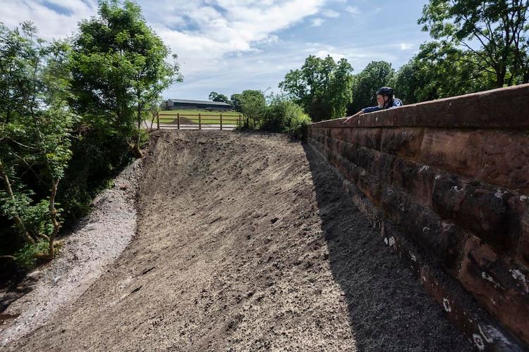 159 year old Great Musgrave bridge, Cumbria which has been infilled with stone by Highways England Credit;SWNS