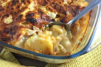 Potato and Onion Bake in Bechamel sauce