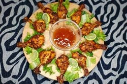 Tandori Chicken Drumsticks with Peach Chutney