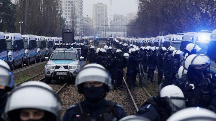 Protesters march in Warsaw against ‘authoritarian’ government.