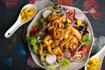 Miso Yaki Chicken Salad with Bean Sprouts & Fruity Salsa