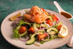 Smoked Salmon Trout Salad with Granadilla Dressing