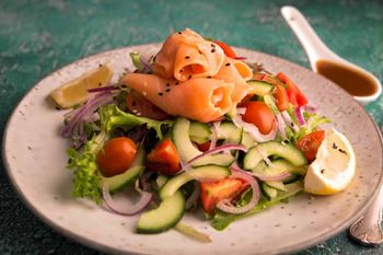 Smoked Salmon Trout Salad with Granadilla Dressing