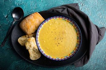 Roasted Cauliflower Soup with Freshly Baked Bread