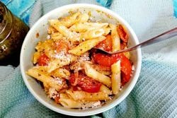 Pasta Peperonata Sauce With Home Made Peacan Nut Pesto