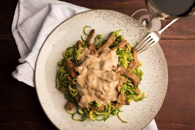 Sirloin with Crispy Noodle and Leafy Green Salad