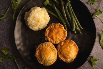 Hearty Beef Pot Pies with Green Beans and Mashed Potato