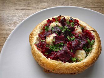 Beetroot and goat's cheese tart vegetarian Christmas starter Jonathan Hatchman