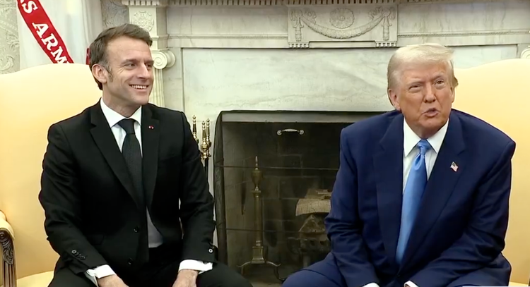 Macron laughs as Trump refuses to label Putin a dictator