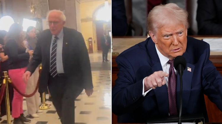 Bernie Sanders walks out halfway through Trump's Congress address