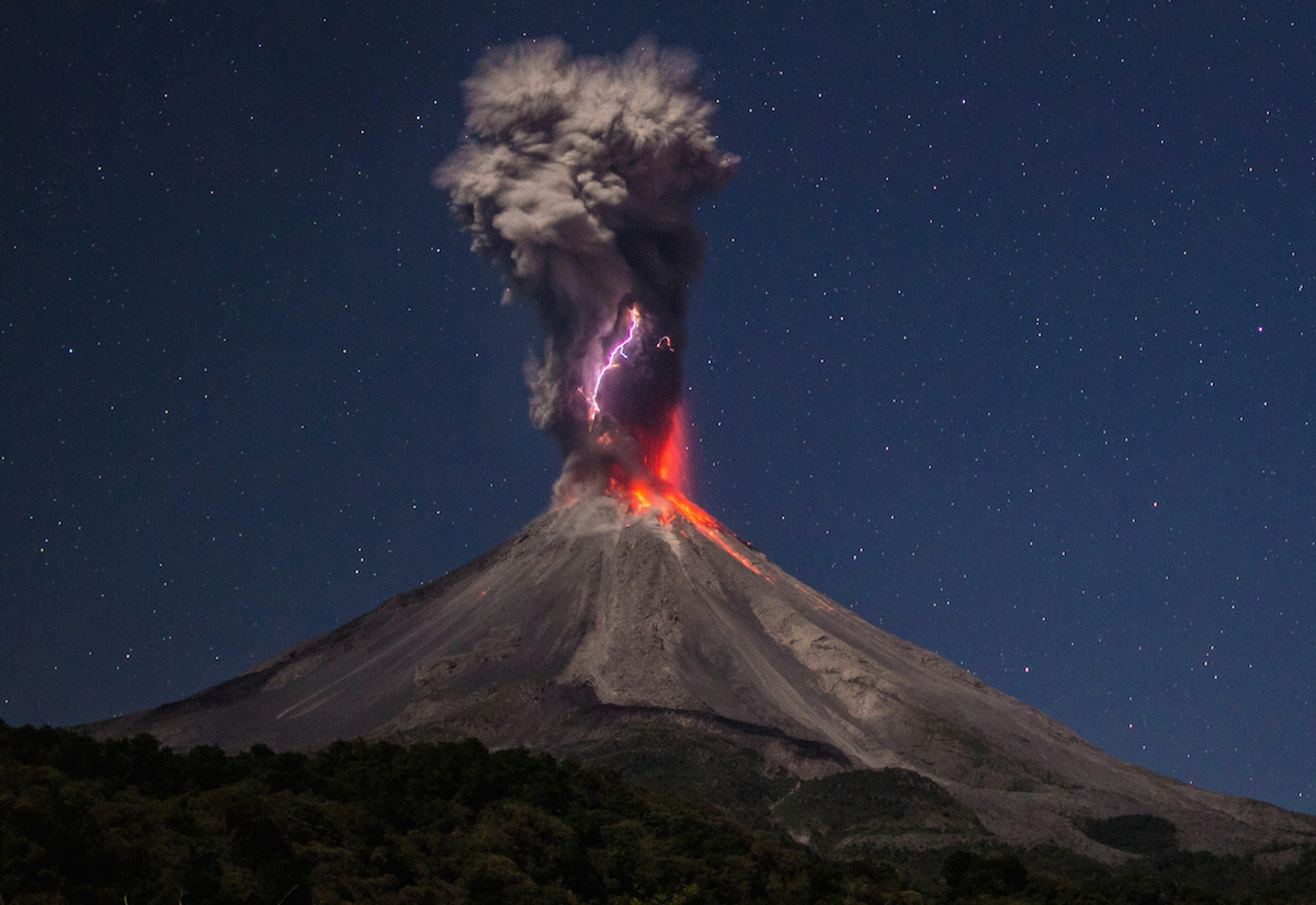 SWNS Pictures of the Year 2015 - One hundred of the most compelling images on the SWNS wire this year as chosen by our picture editors. An amateur photographer has captured this stunning photo of volcano erupting in explosion of lava and lightning, March 30 2015. See SWNS story SWVOLCANO. The Colima volcano in Mexico is active again, and has been spewing out large plumes of ash nearly 3 kilometers into the air. The Colima volcano is one of the most active volcanoes in Mexico, and is also called ÃVolcÃn de FuegoÃ or ÃFire volcano.Ã It has erupted more than 40 times since the first documented eruption in 1576. The latest news on this current eruption is that local authorities have put the volcano on a yellow alert, meaning the volcano is showing increased activity, and residents who live nearby should prepare for a possible evacuation.