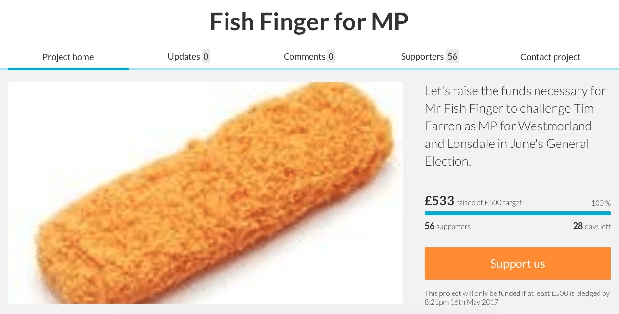 Tim Farron Faces Election Challenge From Man Dressed As A Fish Finger