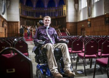 Rob Camm, who suffers from tetraplegia and is graduating from Bristol University with a first class degree. See SWNS story SWUNI: A student who is paralysed from neck down in a car crash has overcome the odds to graduate with first class honours from Bristol University. As new graduates grace the stage in Wills Memorial Building today, Rob Camm will join them in reaching yet another milestone in his life. The 23-year-old will graduate with a BSc in politics and philosophy, and will be welcomed with cheers from friends and family. It is fair to say life has not always gone his way. In September 2013, rugby player Rob was two weeks away from going to university when he was involved in a crash.