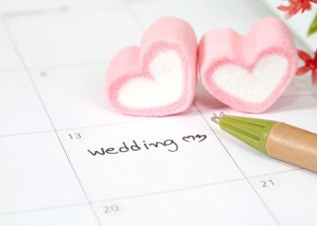 wedding plan on calendar and heart shape