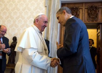 President Barack Obama bids farewell to Pope Francis following a private audience at the Vatican, March 27, 2014. (Official White House Photo by Pete Souza)

This official White House photograph is being made available only for publication by news organizations and/or for personal use printing by the subject(s) of the photograph. The photograph may not be manipulated in any way and may not be used in commercial or political materials, advertisements, emails, products, promotions that in any way suggests approval or endorsement of the President, the First Family, or the White House.