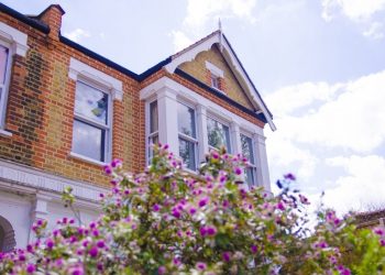 British house with flowers