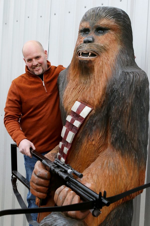 A Larger Than Life Of Chainsaw Sculpture Of Chewbacca From Star Wars Is