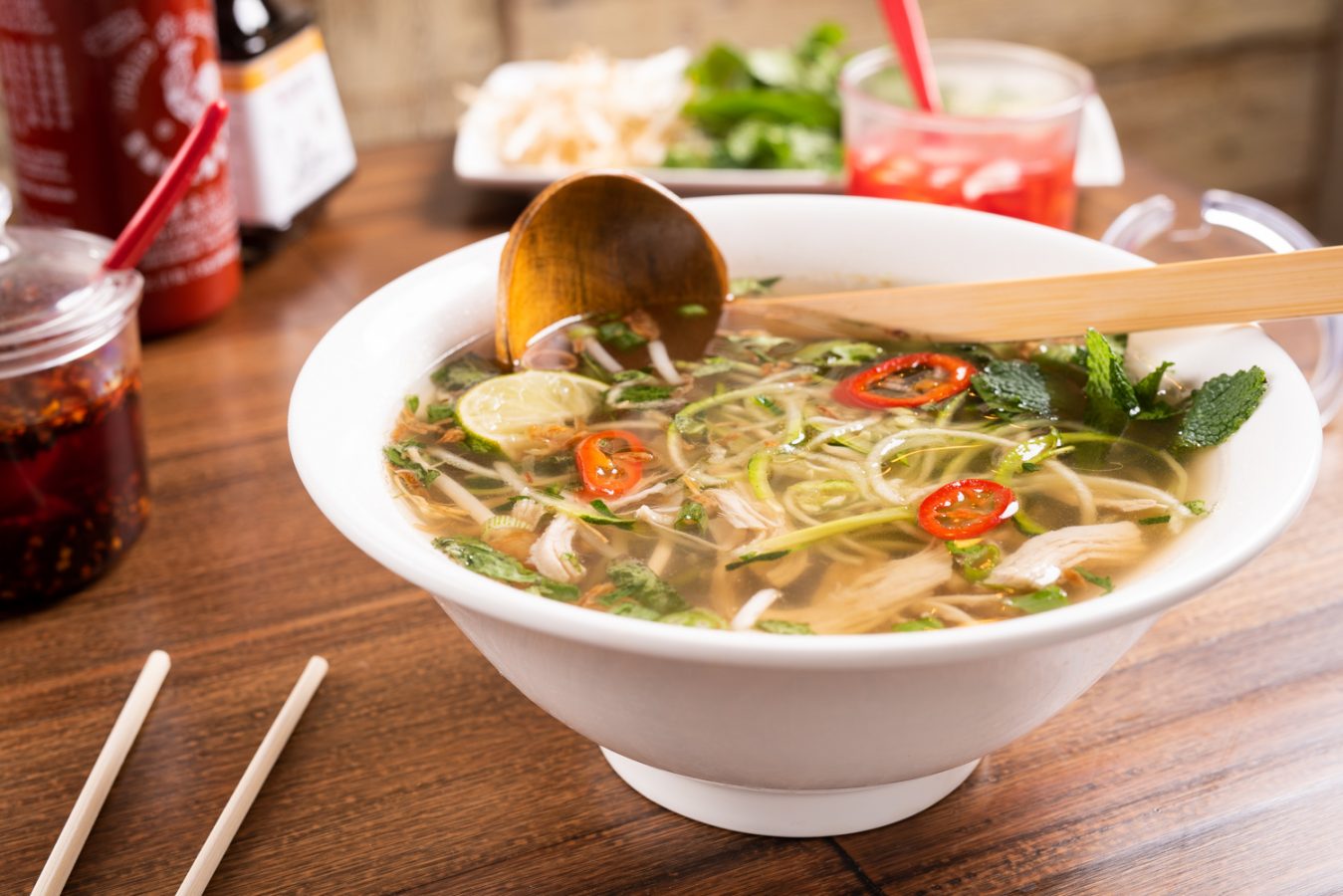 chicken pho with courgetti