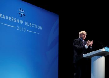 Boris Johnson, a leadership candidate for Britain's Conservative Party, speaks during a hustings event in Birmingham, Britain, June 22, 2019. REUTERS/Hannah McKay