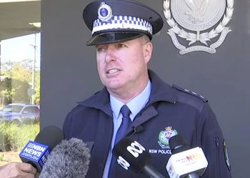 In this image made from video, New South Wales state police Acting Inspector Darren Williams speaks about child drivers during a news conference in Coffs Harbour, Australia, Monday, July 15, 2019. Four children aged 10 to 14 packed fishing rods in a parent's SUV, left a farewell note then drove more than 1,000 kilometers (600 miles) down the Australian east coast before they were stopped by police the next day, an officer said on Monday. (Australian Broadcasting Corporation via AP)