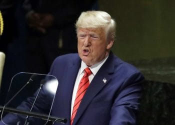 President Donald Trump delivers remarks to the 74th session of the United Nations General Assembly, Tuesday, Sept. 24, 2019, in New York. (AP Photo/Evan Vucci)