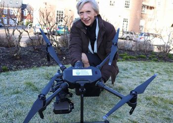 West Sussex County Council undated handout photo of their then leader Louise Goldsmith in February 2018 with the council's new drone which has cost the county council nearly £36,000 and has not flown operationally a single time since it was purchased a year and a half ago.