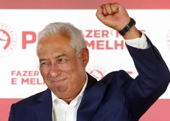 Portuguese Prime Minister and Socialist Party leader Antonio Costa celebrates after wining the Portugal election, in Lisbon Sunday night, Oct. 6, 2019. Portugal's center-left Socialist Party has collected the most votes in Sunday's general election, leaving it poised to continue in government for another four years. (AP Photo/Armando Franca)