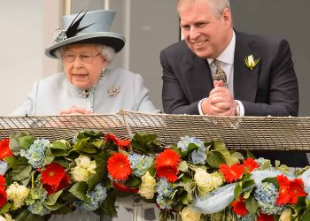 Queen Elizabeth II and the Duke of York during the Investec Derby Day at Epsom Downs Racecourse, Surrey.