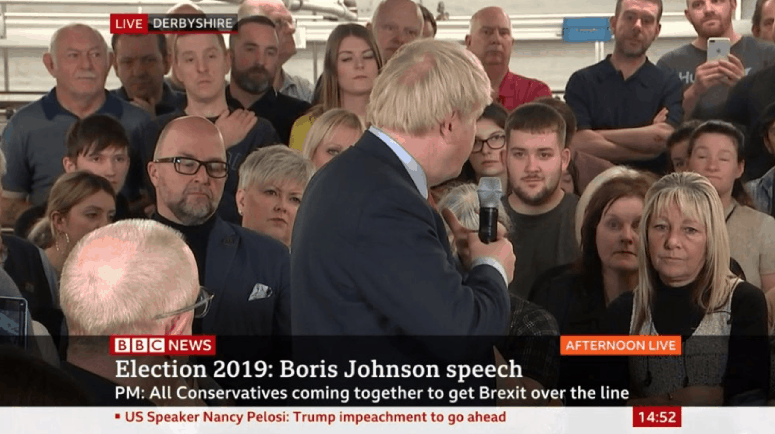 Johnson refuses to apologise for austerity as he gets a much frostier reception in Derbyshire than Corbyn