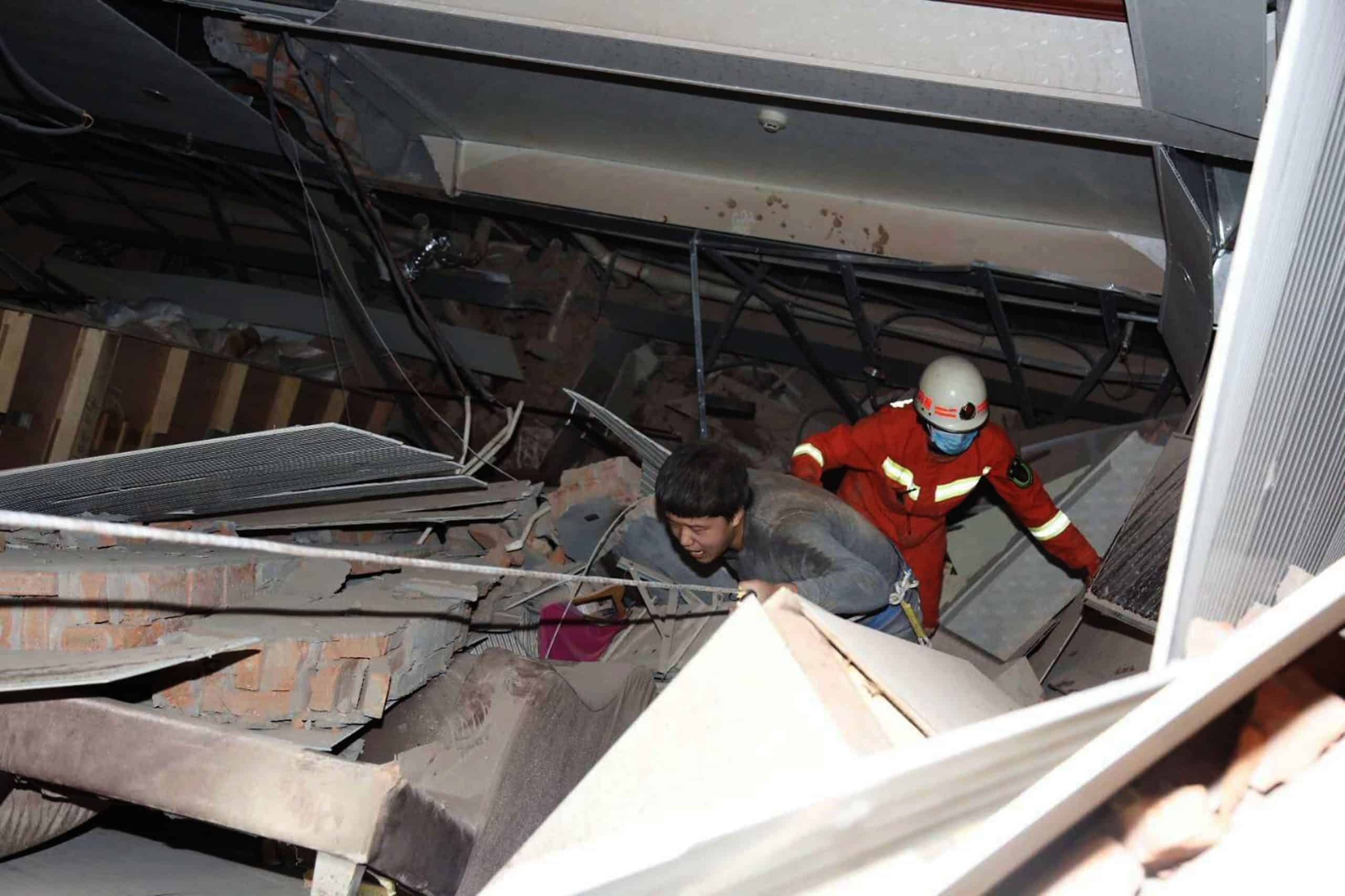 Hotel used for Coronavirus quarantine collapses with 70 people trapped in rubble in China