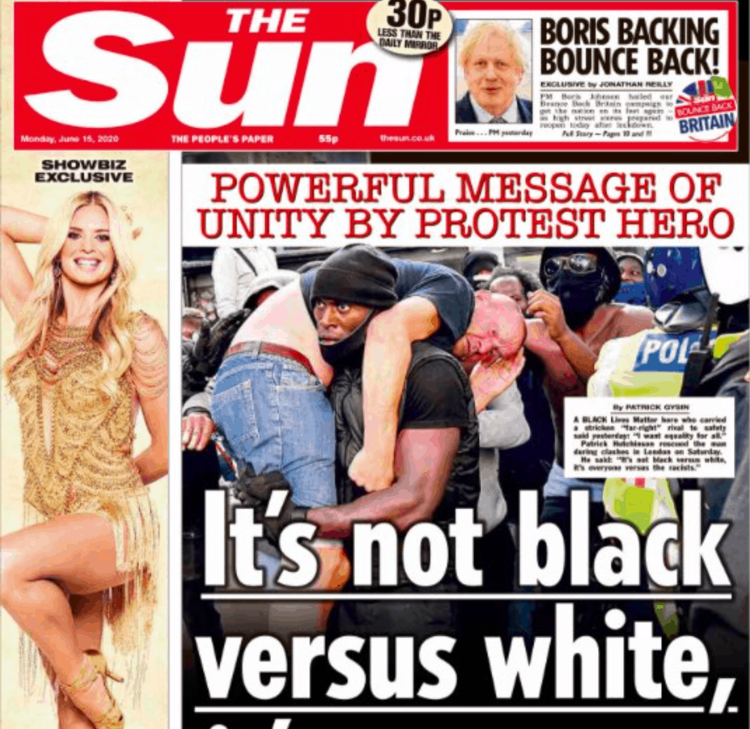 Reaction to The Sun’s ‘black versus white’ front cover