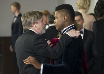 Mark Hamill and John Boyega attend the European premiere of Star Wars: The Last Jedi, at the Royal Albert Hall in London. PRESS ASSOCIATION Photo. Picture date: Tuesday December 12, 2017. See PA story SHOWBIZ StarWars. Photo credit should read: Eddie Mulholland/Daily Telegraph/PA Wire