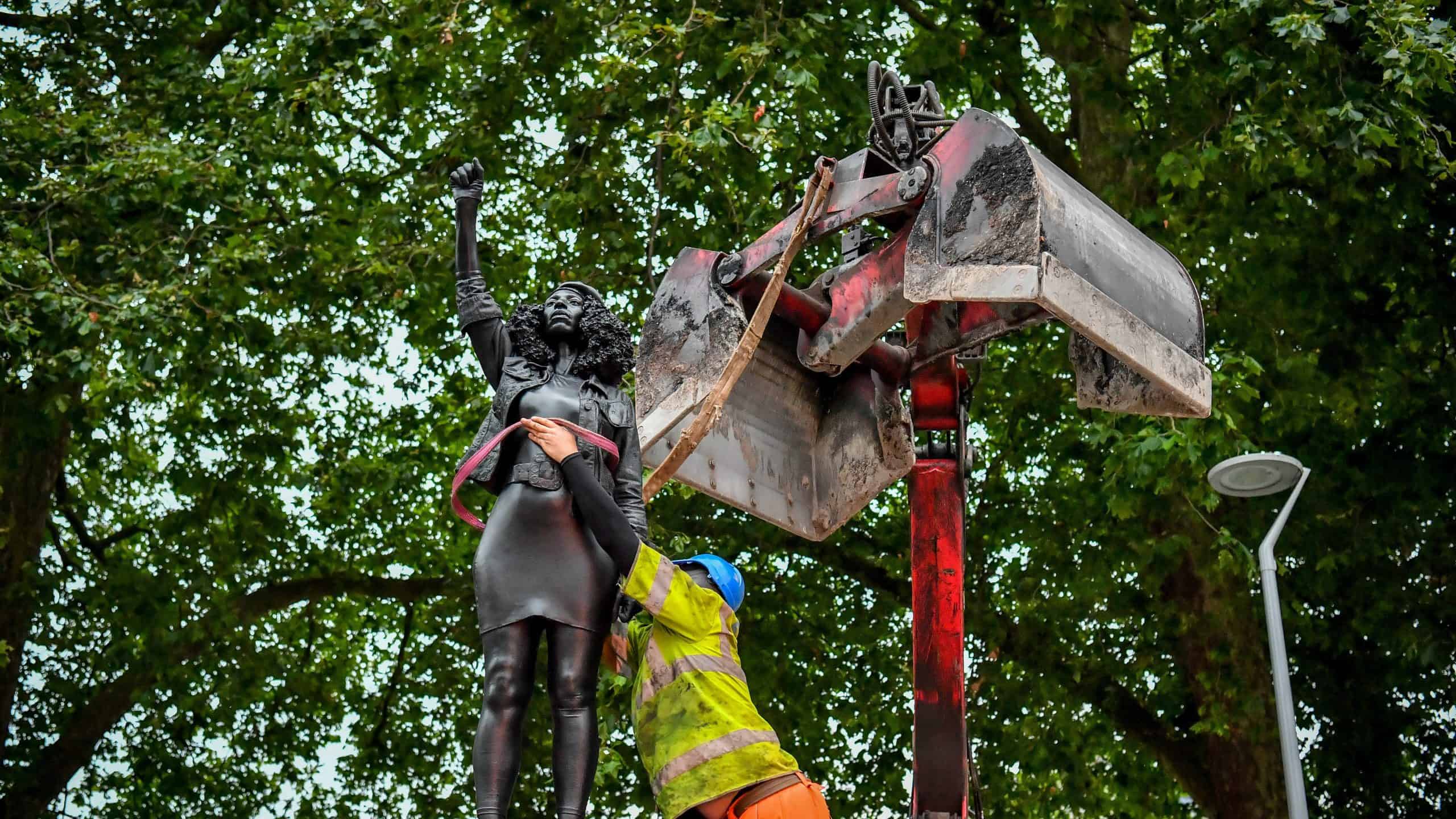 Sculpture of Black Lives Matter protester removed from Colston plinth