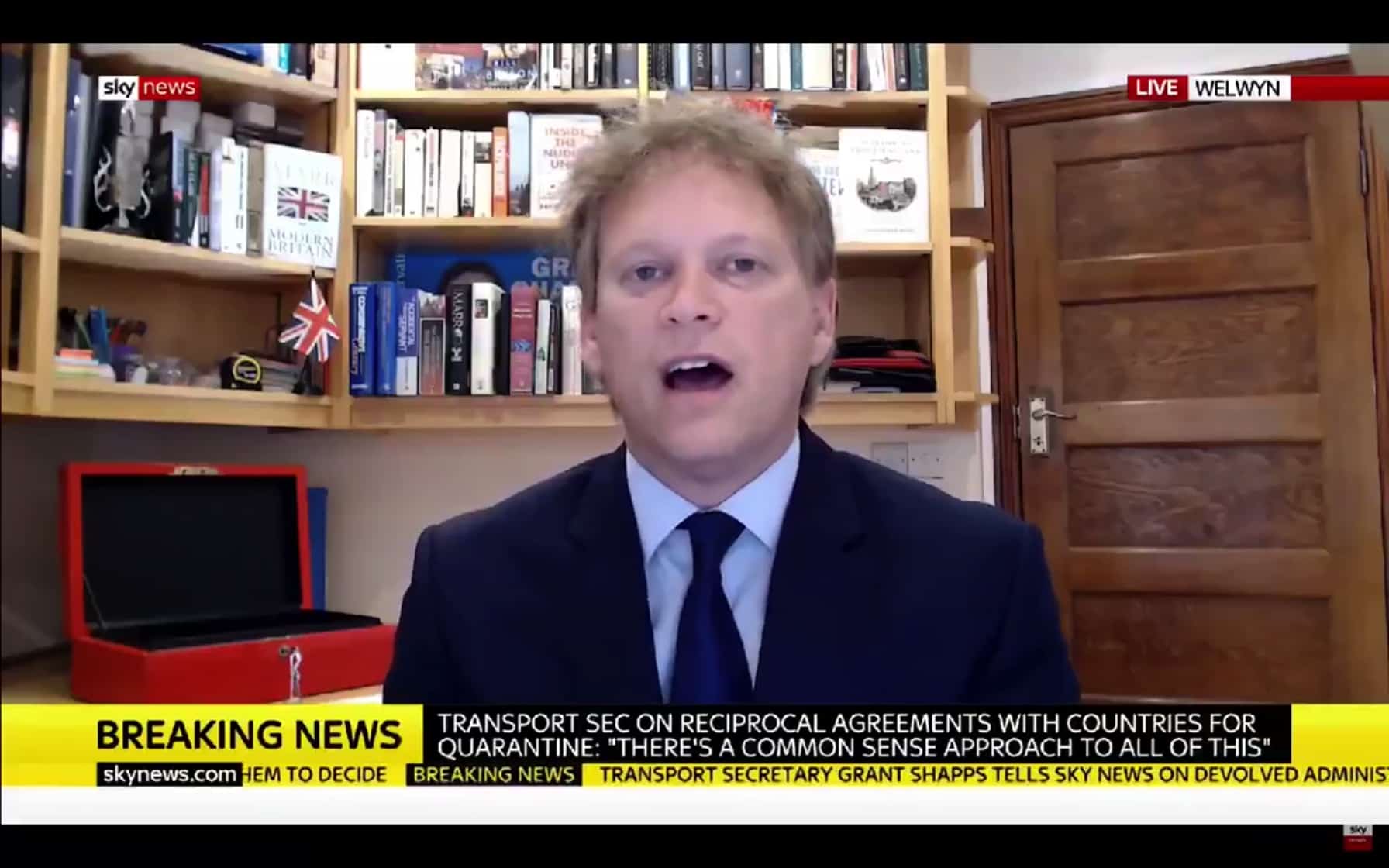 Grant Shapps says Boris Johnson’s father was within his rights to travel to Greece