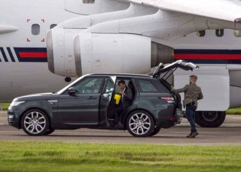 Rishi Sunak MP departs on a private jet plane after visiting Scotland. Credit SWNS