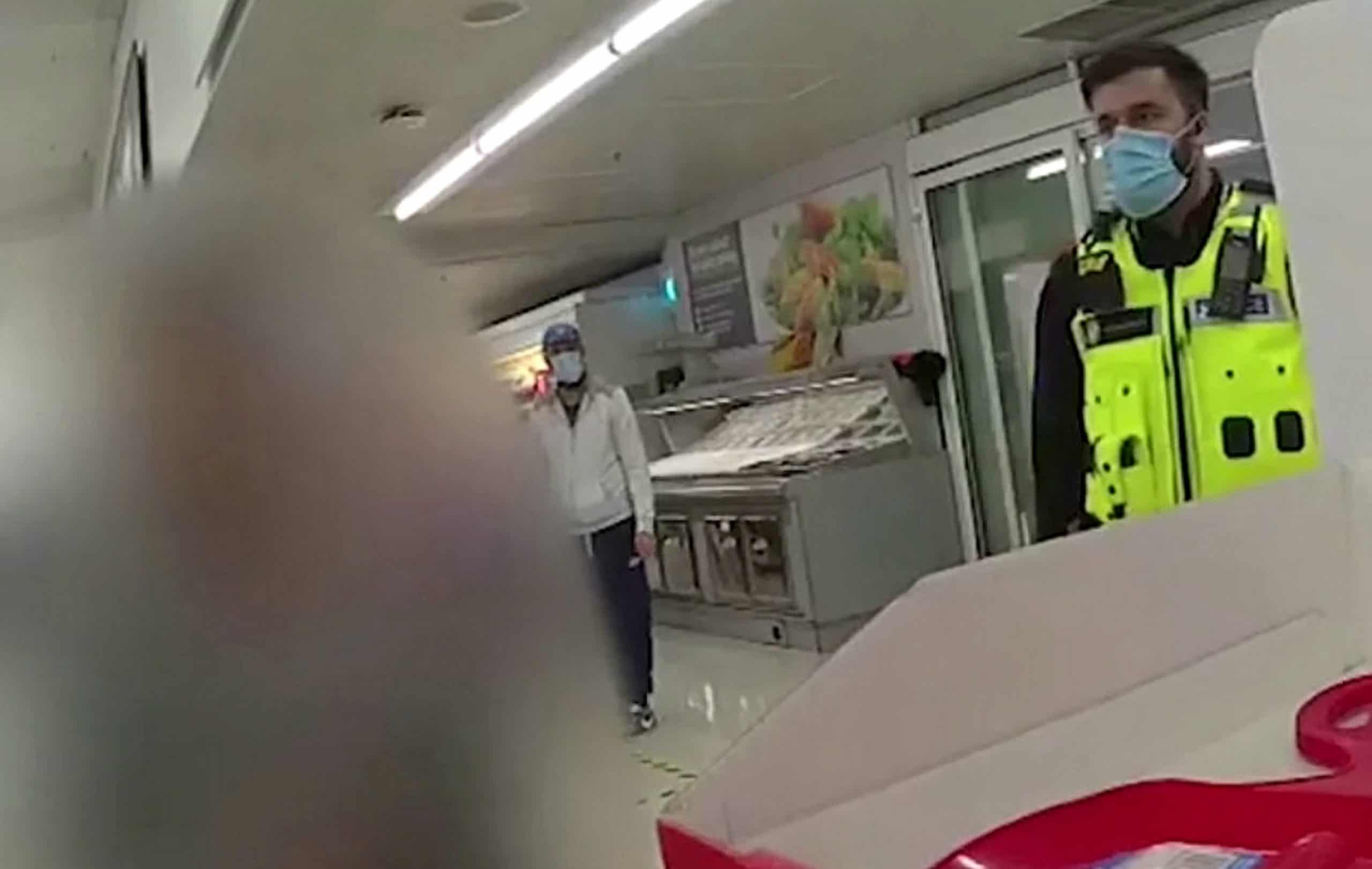 Watch – Footage captures woman shopper ranting at police after refusing to wear mask in Sainsbury’s