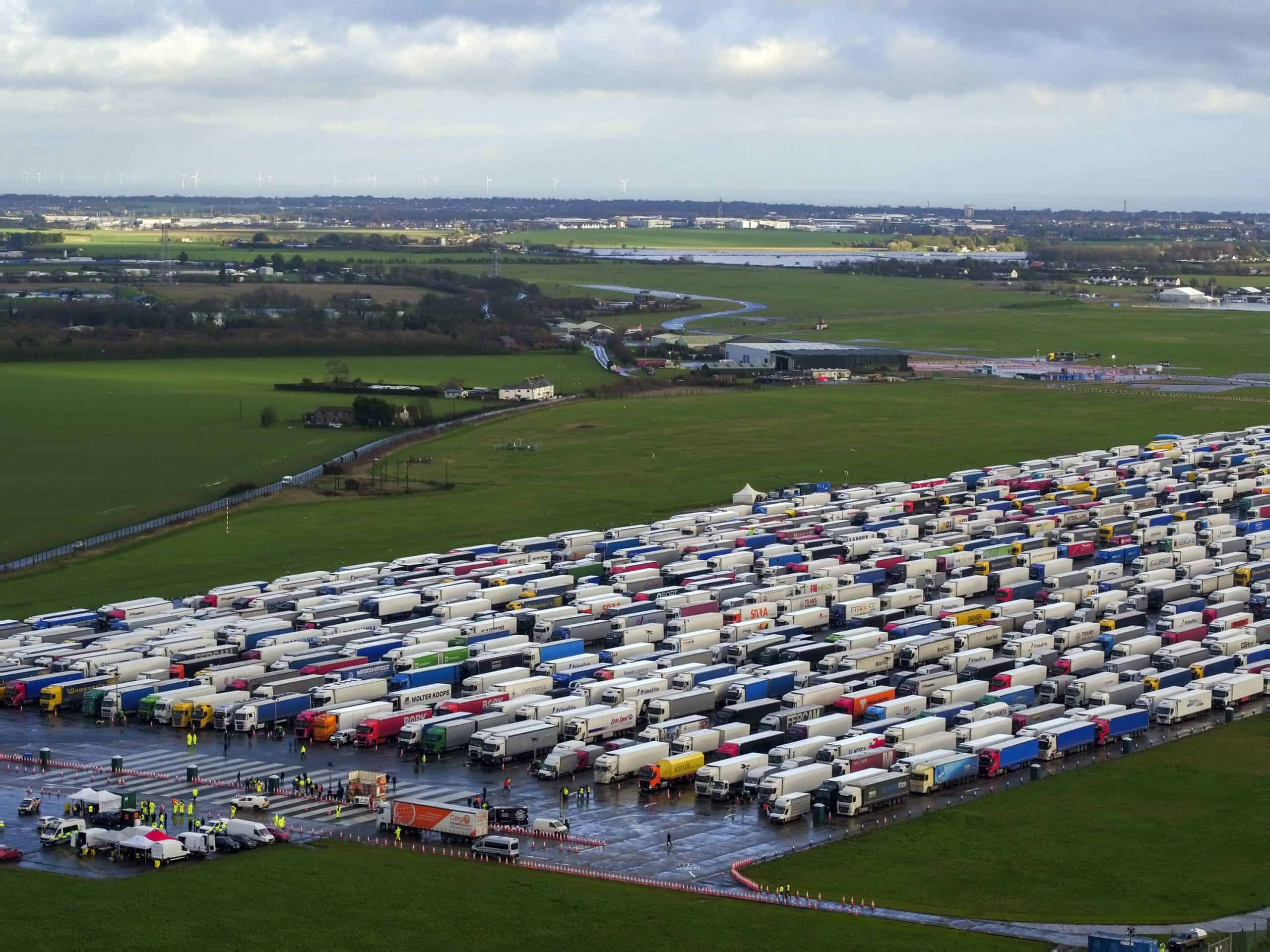 Ominous sinkhole opens up at Kent’s makeshift Brexit lorry park