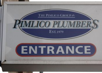 Stock picture of the sign outside Pimlico Plumbers in Lambeth, south London.